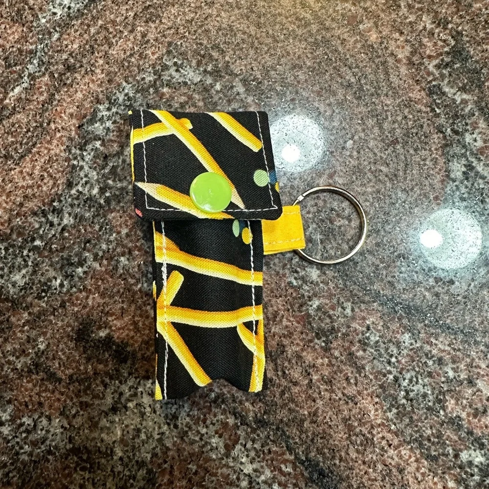 Handmade lip balm holder keychain- pencil print
